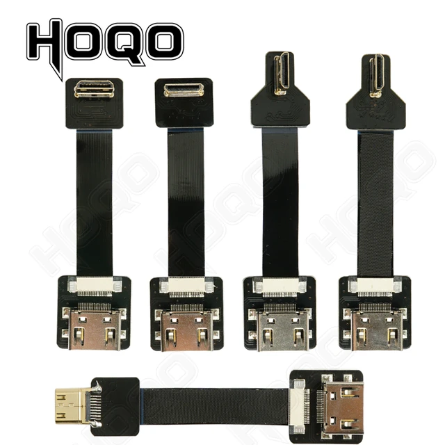 Ultra Thin HDMI Cable Micro to HDMI Mini Right Angle Flat Ribbon