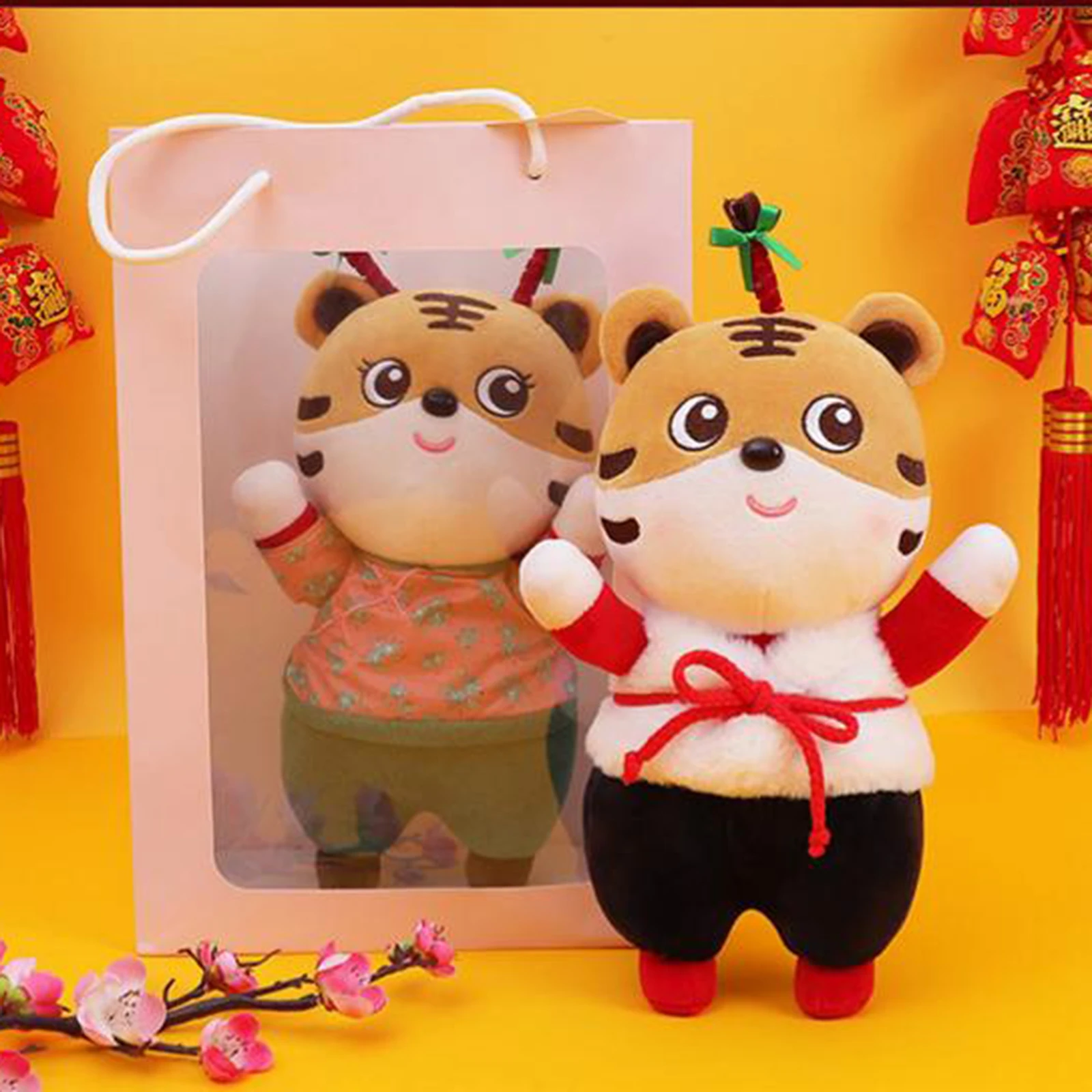 

Year Of The Tiger Mascot Doll PP Gift Height 28cm Bring Good Luck Welfare Health Dolls PP Cotton Plush Toy