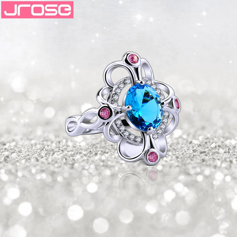 Кольцо JROSE модное овальное мистическое Радужное белое синее розовое фиолетовое с