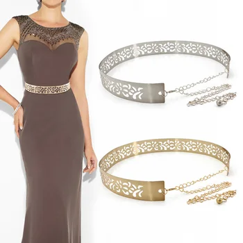 

Metal belt with adjustable polished mirror chain for dress coat coat tight-fitting belt luxury