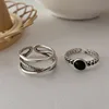Foxanry-anillos de cadena minimalistas para mujer, de Plata de Ley 925, moda Vintage hecha a mano, regalos de joyería geométricos para fiesta ► Foto 2/5