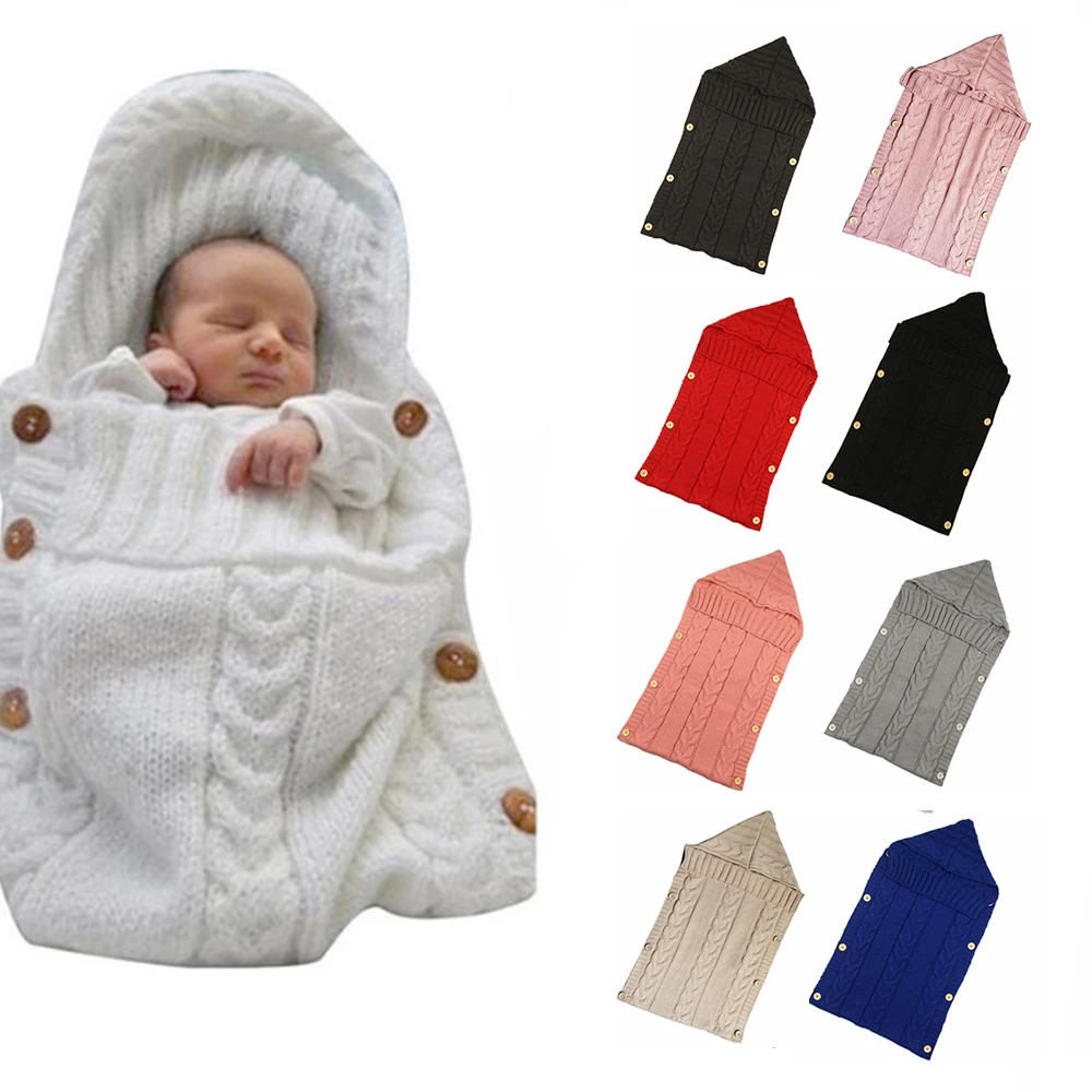 

LOOZYKIT Warm Baby Blanket Soft Baby Sleeping Bag Footmuff Cotton Knitting Envelope Newborn Swadding Wrap Stroller Accessories