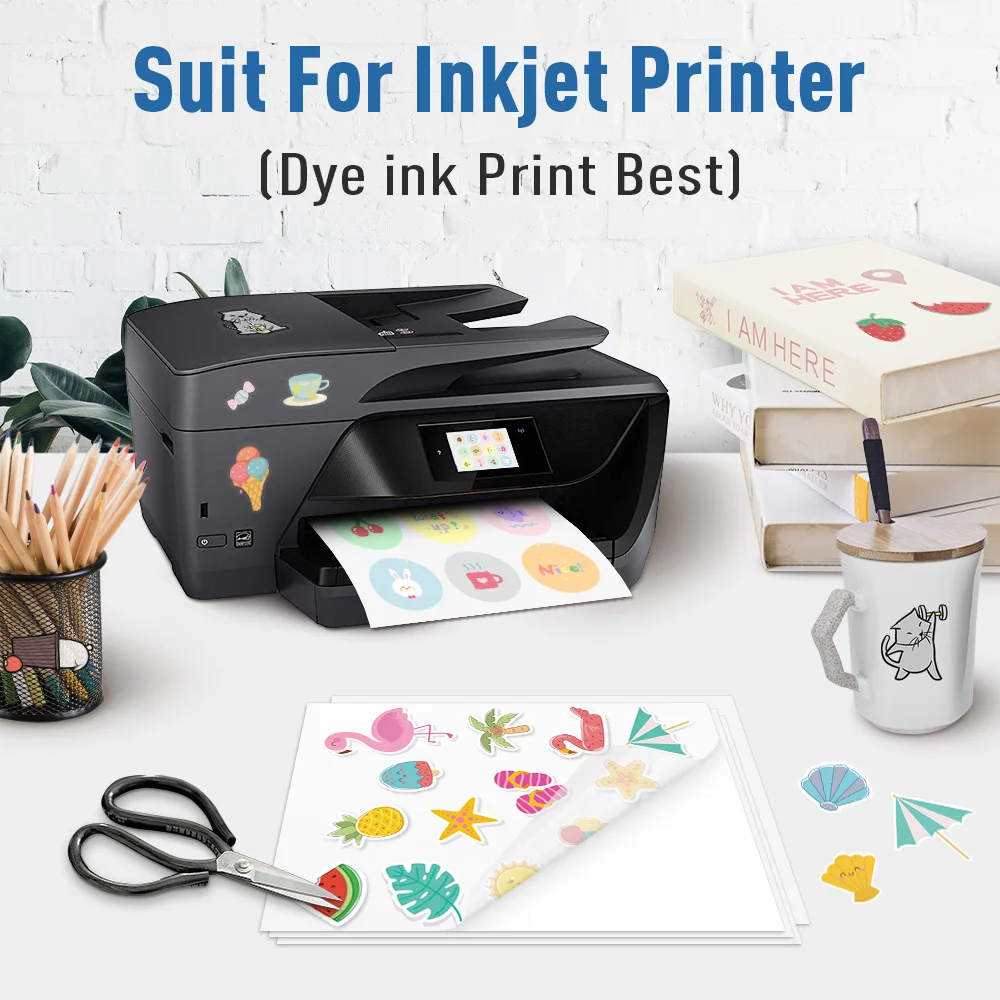 Transparent Printable Vinyl Sticker Paper A4 Waterproof Self-Adhesive Copy Paper 10/20/30/40/50/100 Sheets for Inkjet Printer
