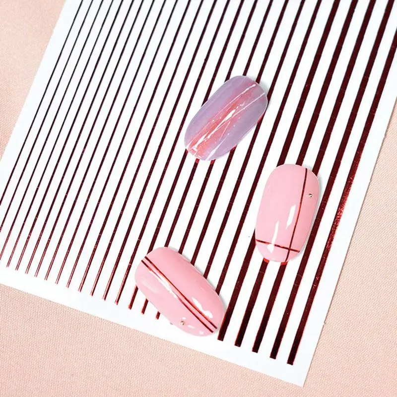 3D Радужная наклейка с изогнутыми полосками наклейки для ногтей клей полоскания