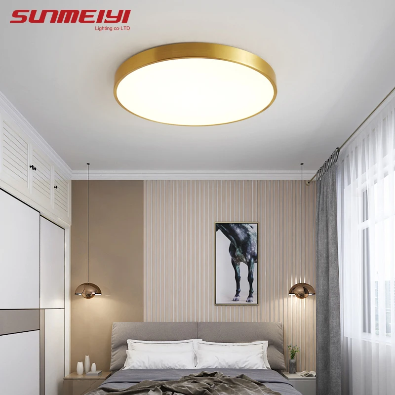 

Nordic Copper LED Ceiling Lights Round Square Gold Ceiling Fixture For Kitchen Living room Kids Bedroom Home Hall Corridor Light