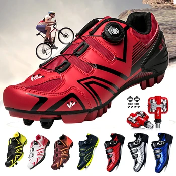 MTB-zapatillas de Ciclismo antideslizantes para hombre y mujer, calzado para deportes al aire libre, bloqueo automático, para bicicleta de montaña