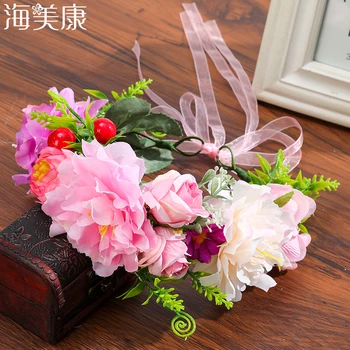 

Haimeikang Berry Flower Crown Girl Bridal Floral Headband Wreath Wedding HairBands Hair Accessories Women Bridesmaid Diadem