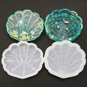 

2 pcs Silicone Shell Shape DIY Crafts Transparent Crystal Epoxy Mold DIY handmade Jewelry Desktop Storage Box Decoration Tool