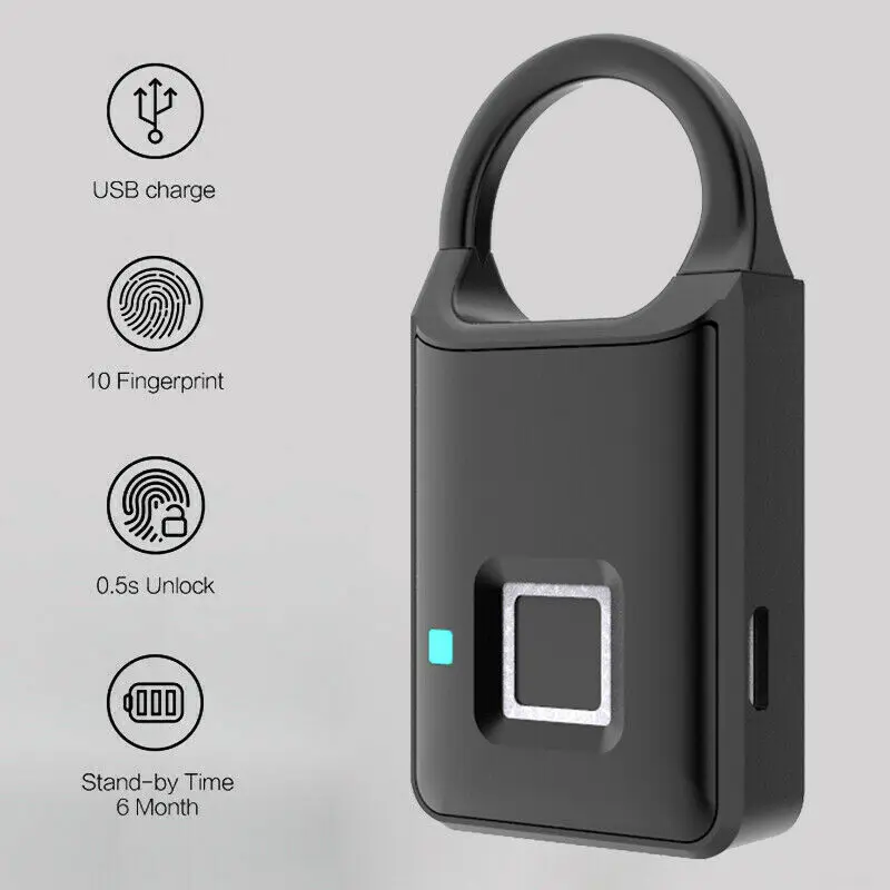 

Smart USB Charging Lock Anti-Theft Keyless Lock Fingerprint Padlock Waterproof