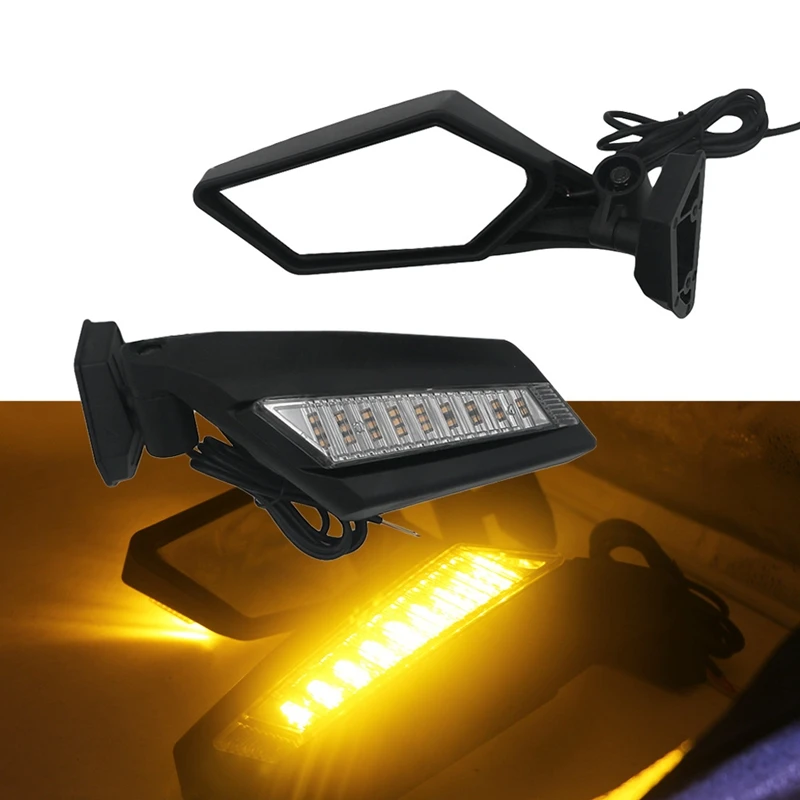 For Can-Am Maverick X3 Commander Rear View Side LED Light Center Mirrors 