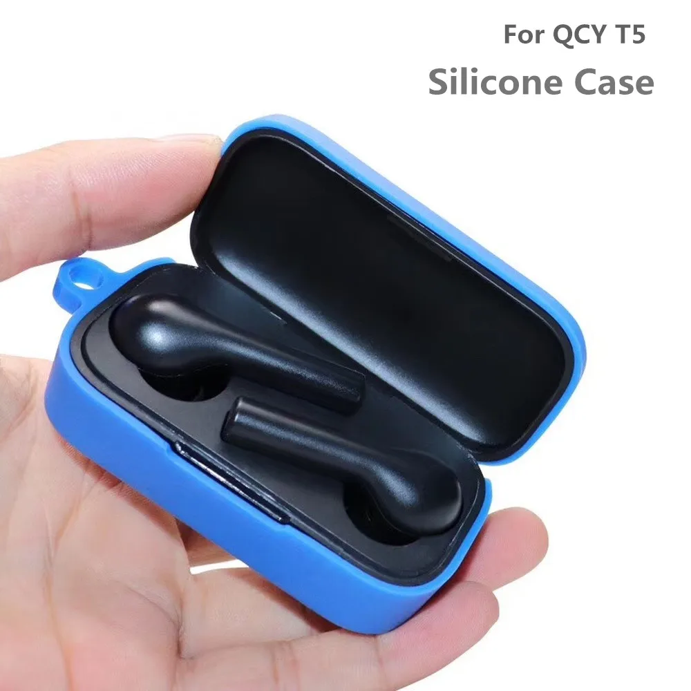 Силиконовый чехол для QCY T5 Беспроводная bluetooth-гарнитура портативная Защитная крышка с пряжкой против потери для T5 Bluetooth наушники