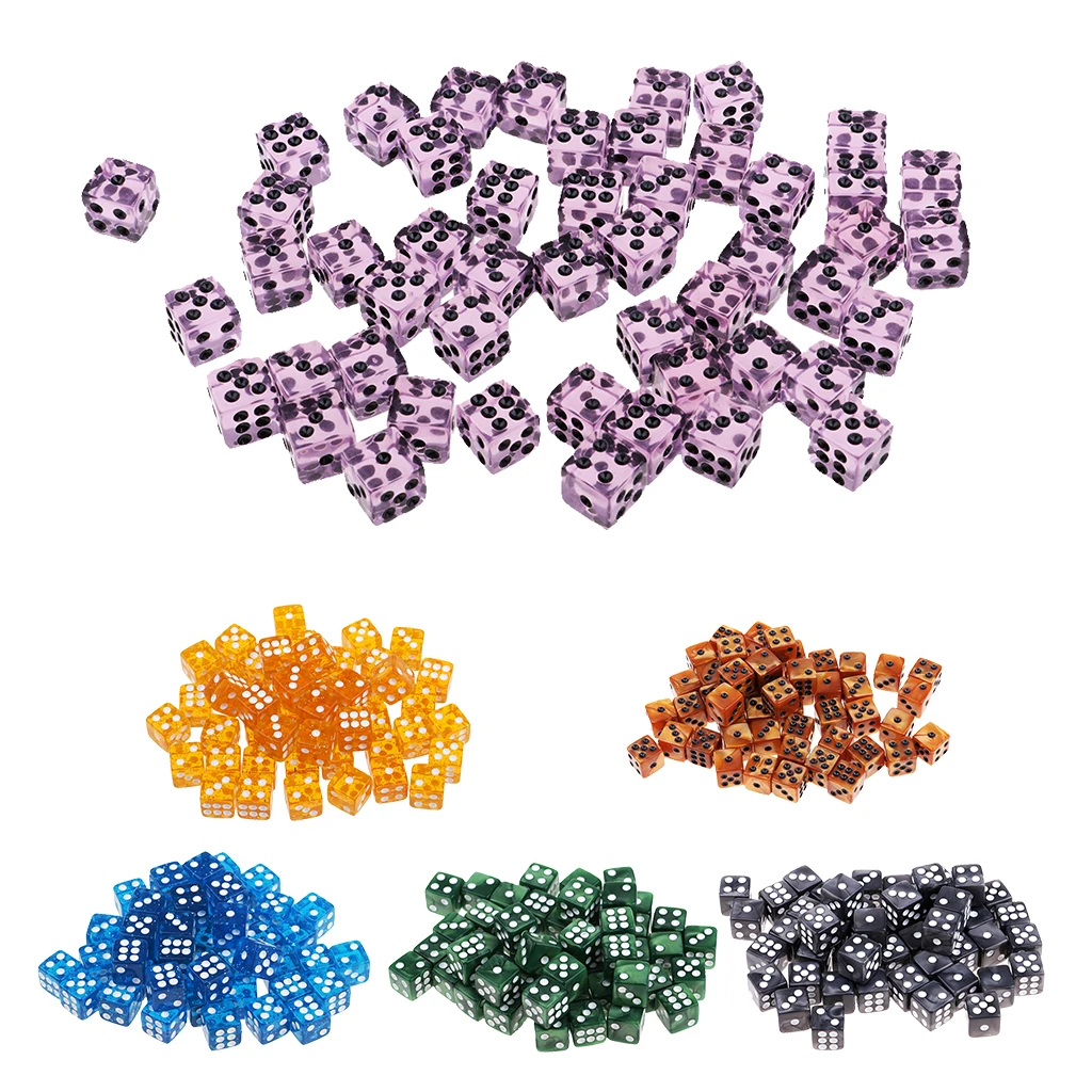 Lot Dés RPG 50 Dés Acrylique 12mm - D6 à 6 Faces Avec Pips Pour