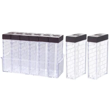 

8pcs Household Spice Storage Jar Seasoning Box Condiment Case for Home (Coffee)