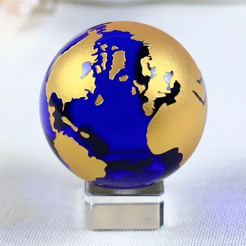 

6cm Blue Crystal Earth Glass 3D Globe Crystal Ball Sphere home Ornaments Figurine Home Decoration Accessories Gifts