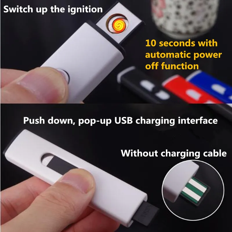 Перезаряжаемая двухсторонняя Зажигалка для сигарет USB ветрозащитная
