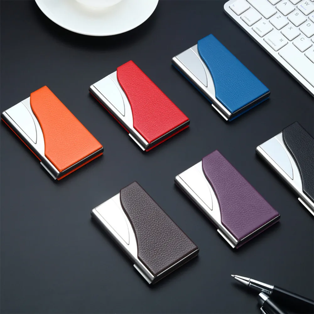 credit card holder Leather Stainless Steel Business Name Card Case Holder Elegant design Business Card Case #T5P