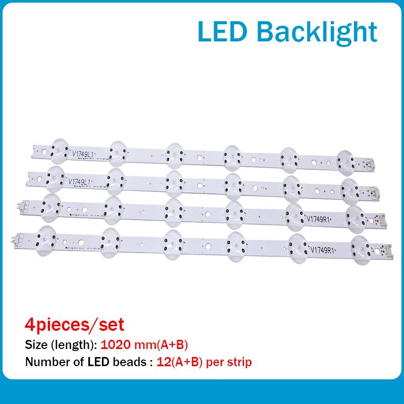 

New Kit 4 PCS LED Strip For LG 49UV340C 49UJ6565 49UJ670V 49 V17 ART3 2862 2863 6916L-2862A 6916L-2863A V1749L1