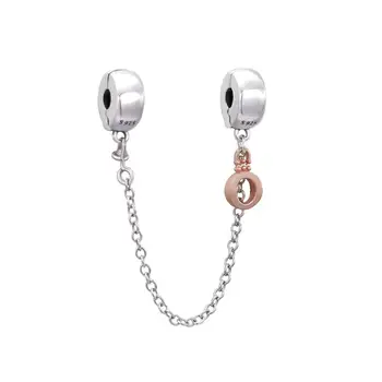 

Ajax 925 Sterling Silver Clasp Safety Chain Elegant Style Silver Beads DIY Charms Fit Bracelets For Women