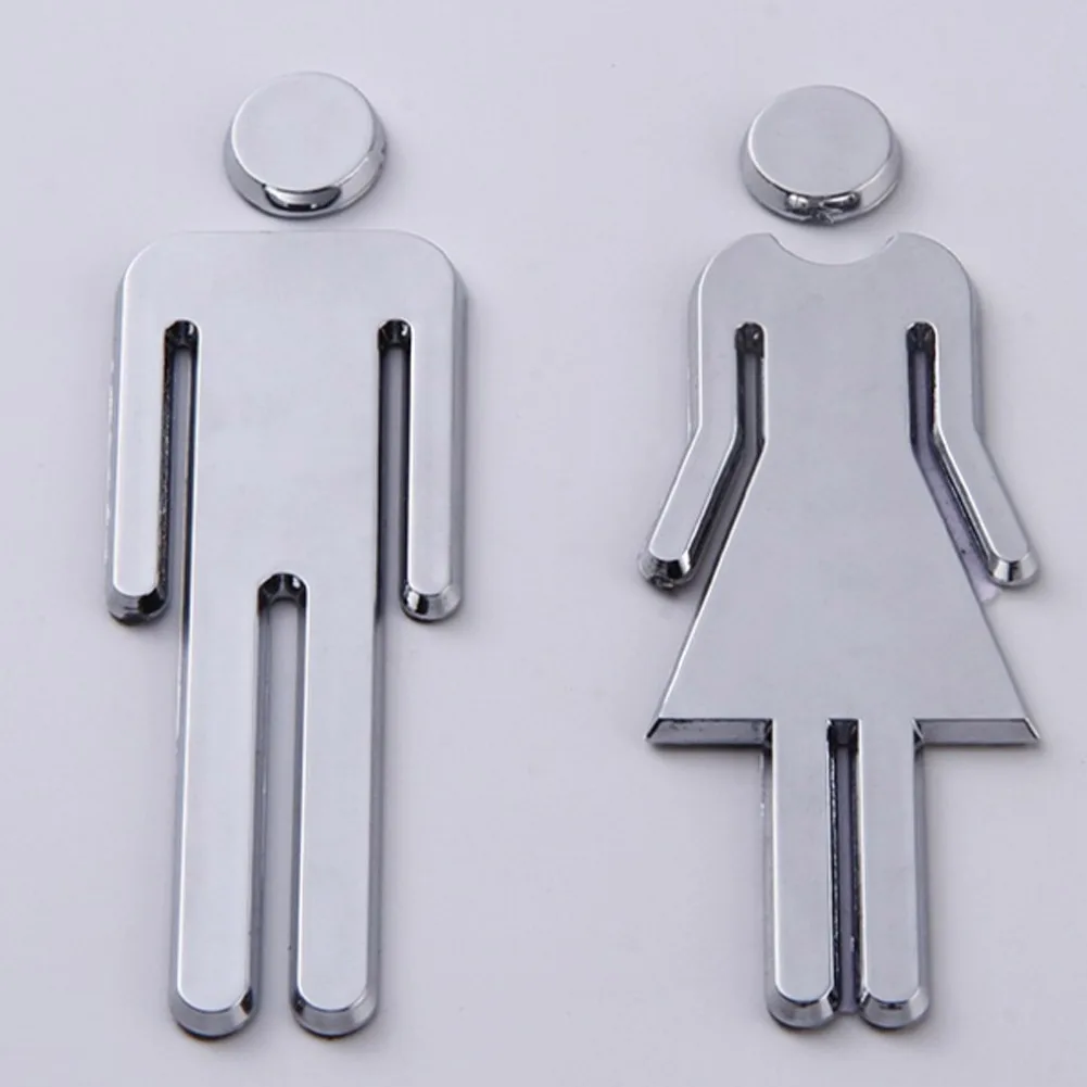 

2Pcs/Set ABS Bathroom Sign Adhesive Backed Men's Women's Toilet Symbol HUG-Deals