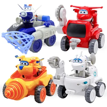 

4pcs/set Transformation Super Wings Donnie Dig Rig Robot & Jet Moon Rover with Min Super Wing Deformation Toys