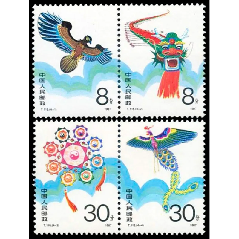 

4 шт./компл. новая модель, модель 1987 T115, штамп с китайским кайтом II, штампы MNH