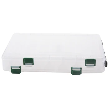 

27*18*4.7CM Fishing Tackle Double Sided Plastic Fishing Lure Box 14 Compartments