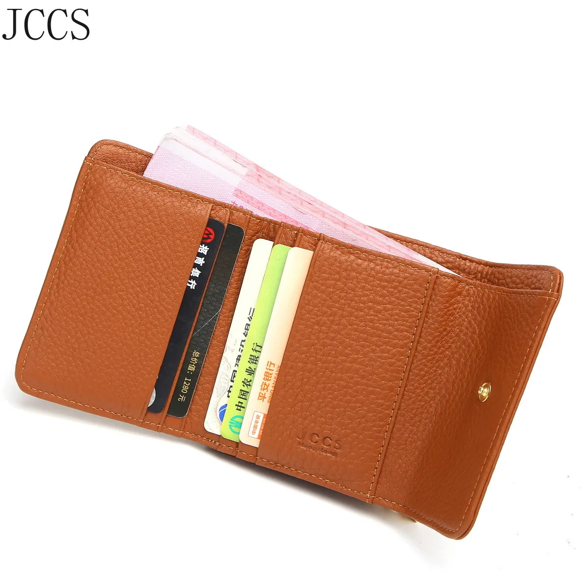 JCCS Designer Wallets Women's Folding Genuine Leather Wallet Ladies Lock Catch Short Purse Clutches Card Holder Purse JCCS Designer Wallets Women's Folding Genuine Leather Wallet Ladies Lock Catch Short Purse Clutches Card Holder Purse
