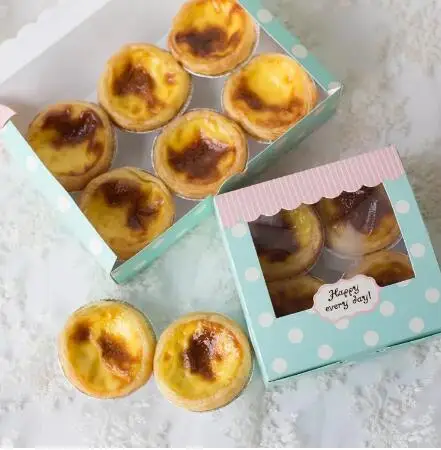 5 шт. коробка для торта из крафт-бумаги с прозрачным окошком ПВХ синяя печенья и