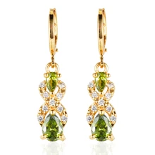 Модные женские серьги-подвески золотистого цвета с двойной грушей из кубического циркония, ювелирные изделия