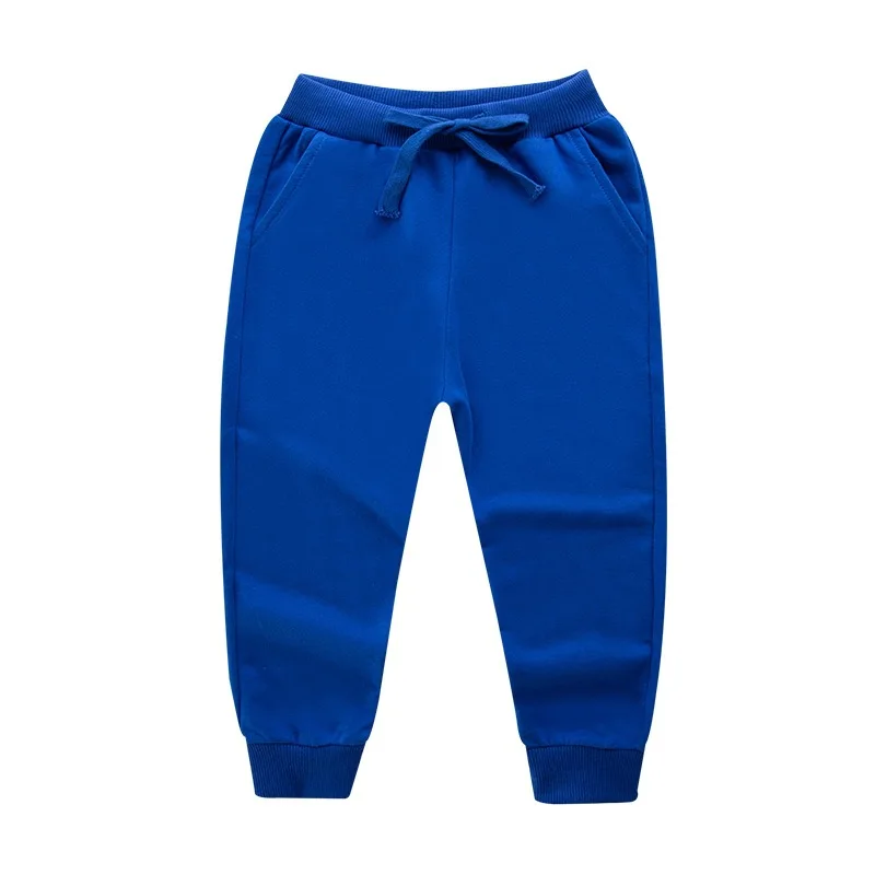 Blue Детские штаны детские спортивные штаны из хлопка весенне-осенние штаны для мальчиков однотонные детские штаны с эластичной резинкой спортивные штаны с карманами для девочек - Цвет: Blue