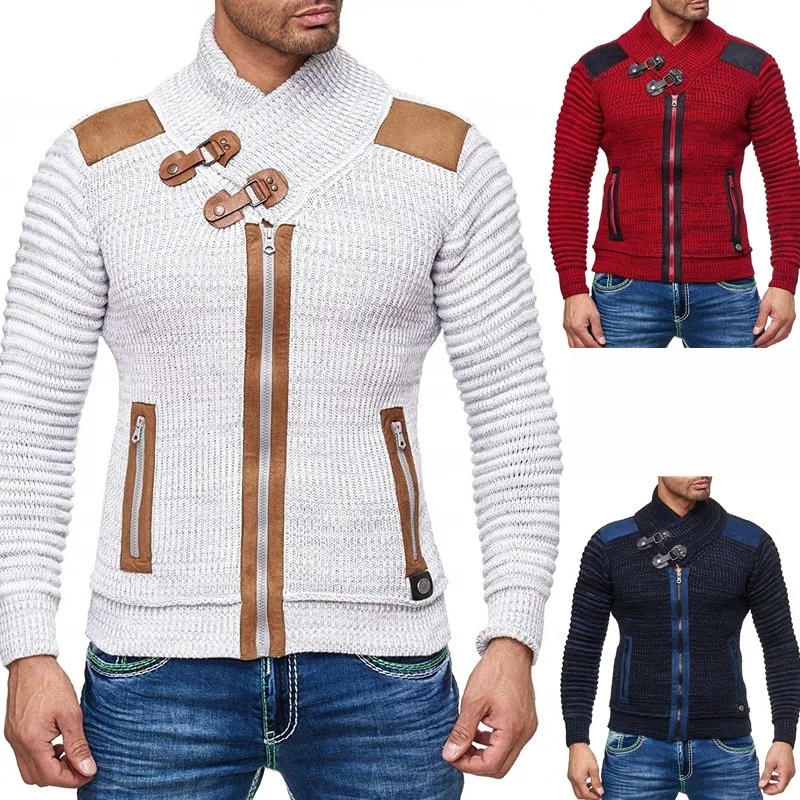 ZOGAA, Осень-зима, брендовый мужской свитер, повседневный тонкий свитер, мужской теплый толстый свитер с высоким воротом, Мужская S-3XL