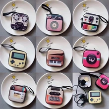 

Retro Mini Kids Coin Wallet Camera Pattern Tinplate Key Case Headphone Bag Coin Purse Storage Box Earphone Pocket Unisex