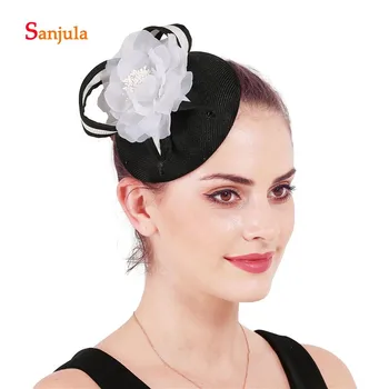 

Unique Small Linen Hats for Bridal Handmade Flowers Charming Women Fansciantors Wedding Party Headwear sombreros de boda H381
