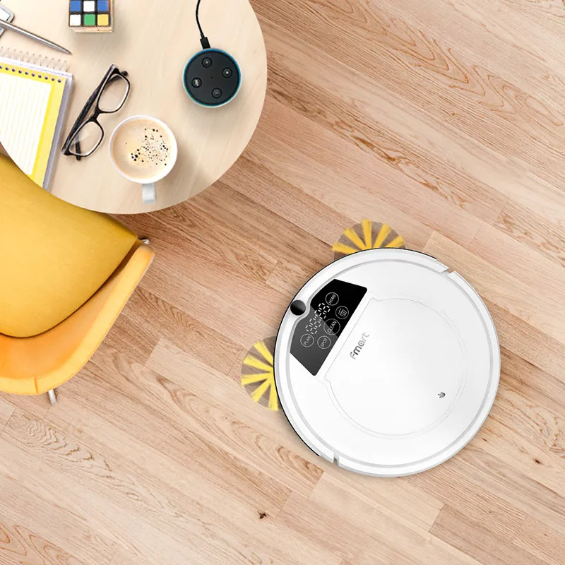 Fmart E-R550W(S) Робот Пылесос Управление Смартфоном с Голосовым Управлением 1200pa Большое Всасывание для Волосы Влажная Уборка для Деревянного Пола Автоматическая Заряда Пылесос для Дома