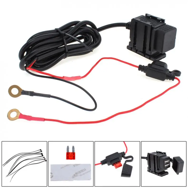 Двойной USB порт 12V водонепроницаемый мотоцикл руль зарядное устройство адаптер