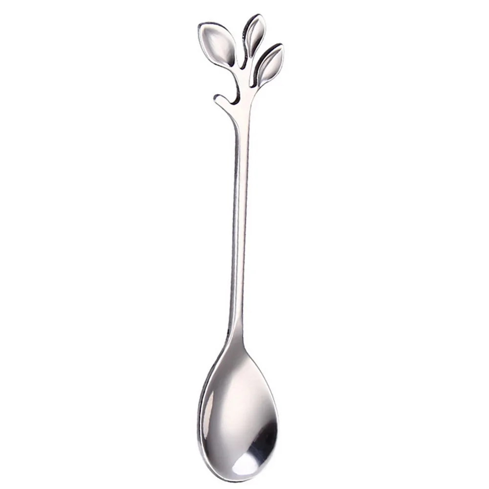 Retro Metal Leaf Handle Coffee Spoon Chic Fruit Fork Kitchen Tea Spoon Tableware 