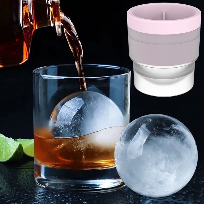 Round Ice Balls Maker Tray Large Sphere Molds Bar Cube Whiskey Cocktails New 