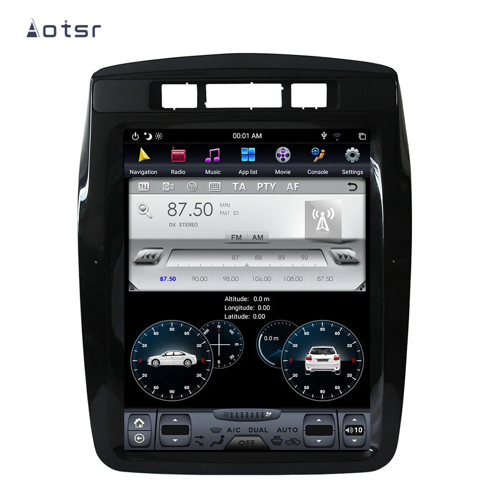 Автомобильный радиоприемник AOTSR Tesla Style Android 9 для VW Volkswagen Touareg 2010 2018 GPS навигация DSP