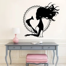 Художественные женские украшения для парикмахерской, настенные наклейки s для волос, салонная Наклейка на стену, виниловая декорация, peluqueria