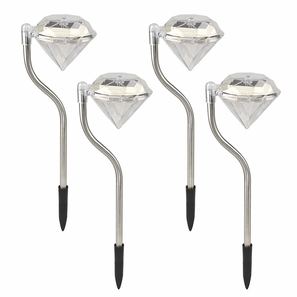 4PCS Diamond LED Solar Garden Light Outdoor IP65 Waterproof Solar Stake Lamp Lawn Landscape Lamp For Path Patio Yard Decoration led solar light string fairy light outdoor waterproof patio lights with 8 modes timer for fence christmas tree party decoration colorful light eu plug 30m 300 leds