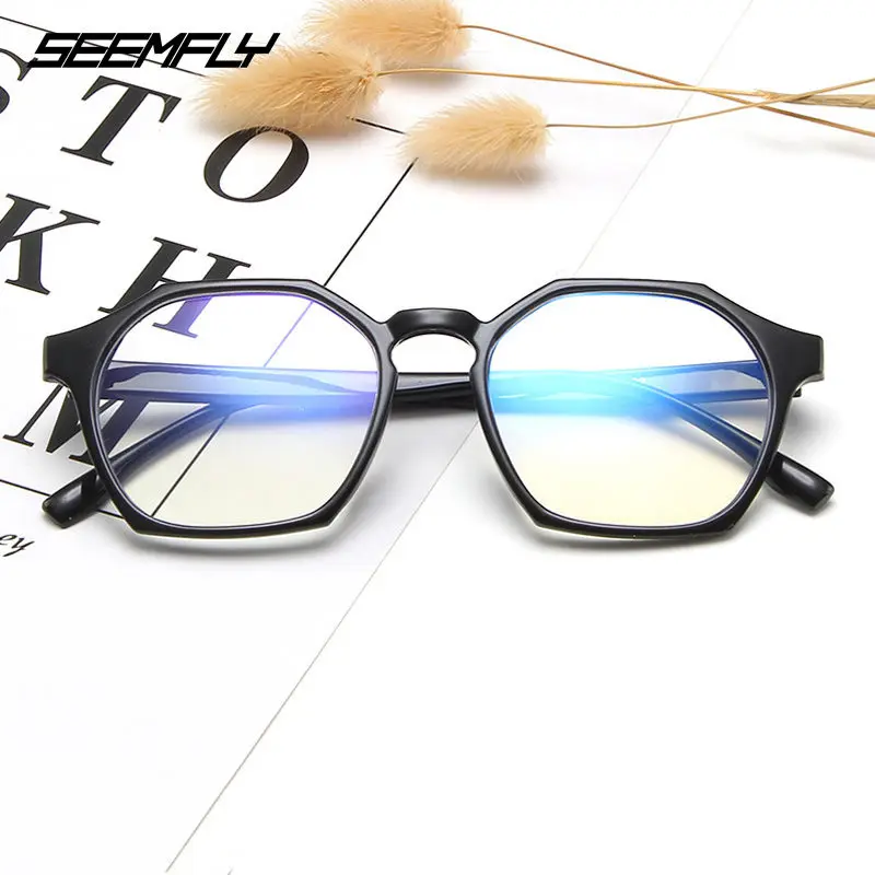 

Seemfly Men Women Anti Blue Rays Glasses Frame Polygon Spectacles Blue Light Radiation Blocking Computer Goggles Eyewear Frame