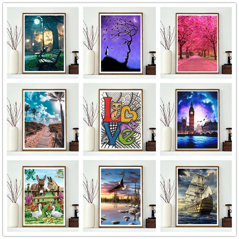 

5D DIY Diamond Embroidered Full Round Diamond Landscape Diamond Painting Mosaic Painting Decoration