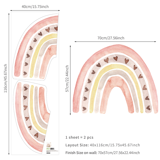 Rainbow Watercolour Home Decor Wall Sticker Self-Adhesive for Children's Room Living Room Nursery Decals Nordic Kid Stickers