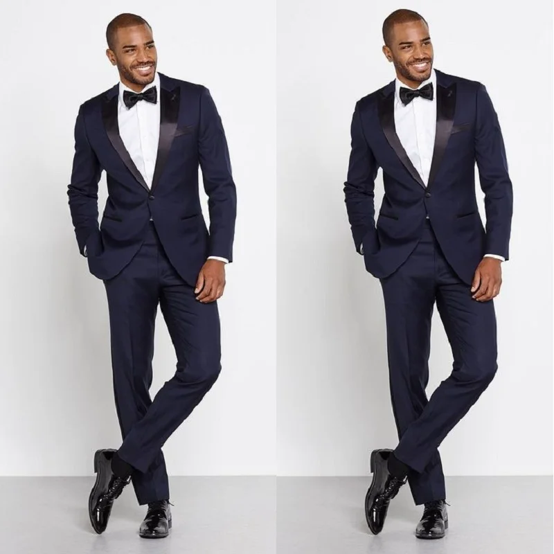 36Navy Blue Men Wedding Suits Custom Made Slim Fit Wedding Groom Tuxedos For Men Groomsman Best Man Suit Jacket+Pants