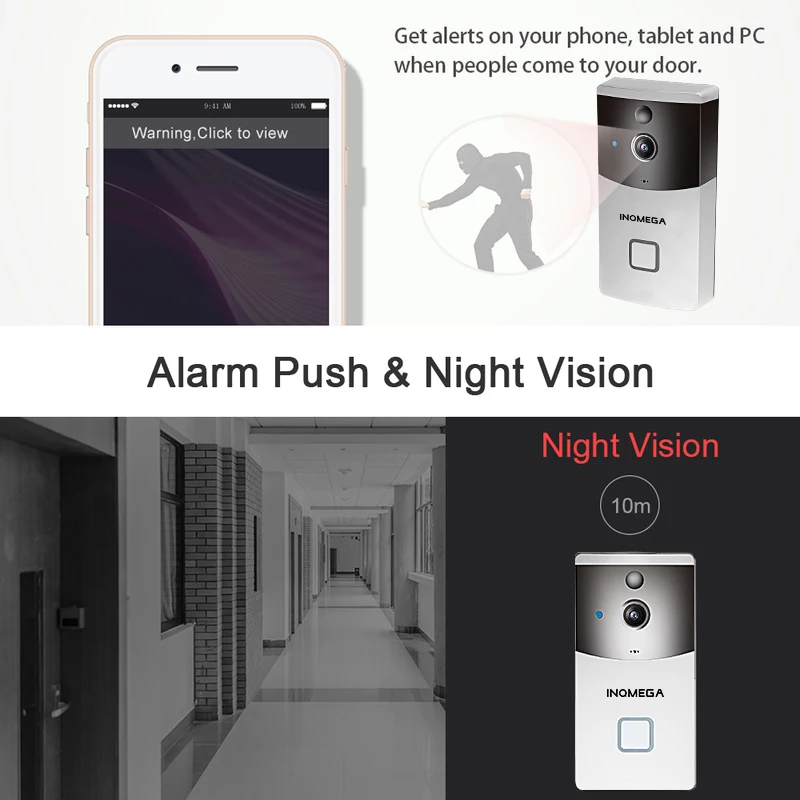 INQMEGA Tuya Video Doorbell Wireless Phone Home Security Camera Doorbell Alarm Remote Control Night Vision smart wifi doorbell