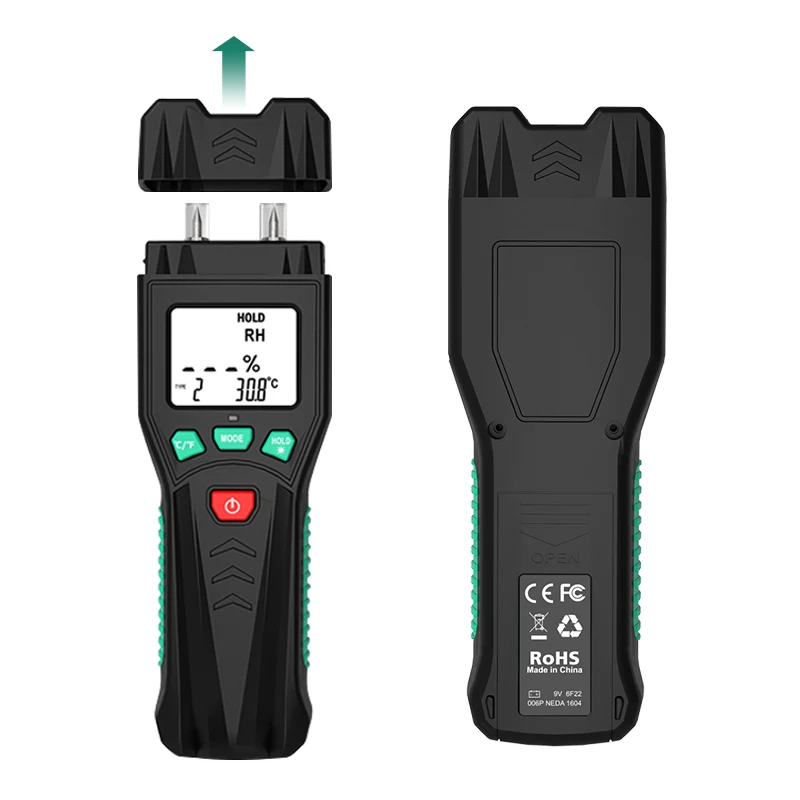 

0-60% Handheld Two Pins Digital Wood Moisture Meter 7 Modes Wood Humidity Tester Timber Damp Detector with LCD Display Backlight