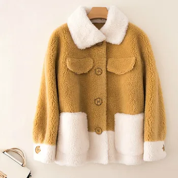

Streetwear Real Fur Coat Korean Vintage Wool Jacket Spring Autumn Coat Women Clothes 2020 Women Tops Sheep Shearling ZT3333