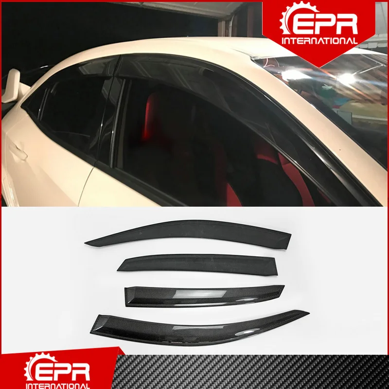 For Honda FK8 FK7 CIVIC TYP-R OE Carbon Fiber Door Window Visor Trim Side Rain Eyelid Eyebrow Guards Bodykits | Автомобили и