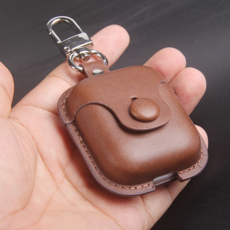 for OPPO enco free case business retro color leather protective cover keychain crazy horse series true wireless headphones case