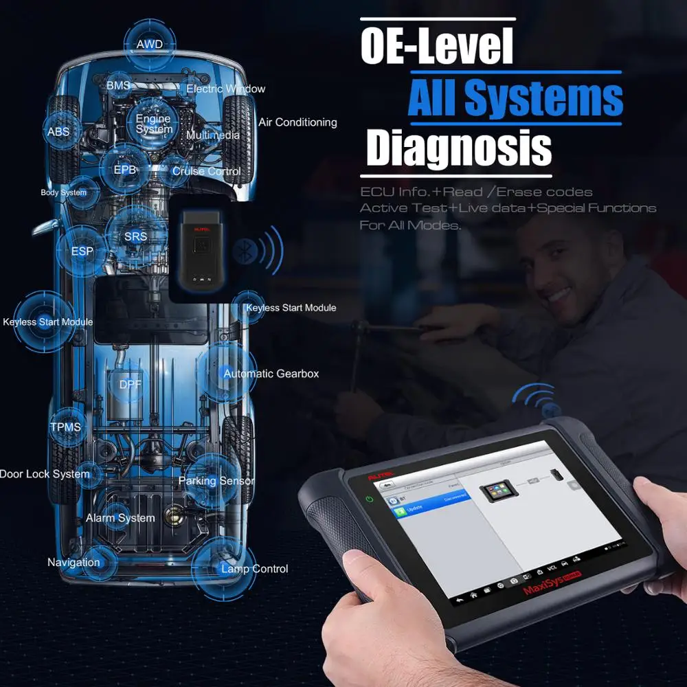 Autel MaxiSys MS906BT сканер Pro OBD2 автомобильный диагностический инструмент OBD 2